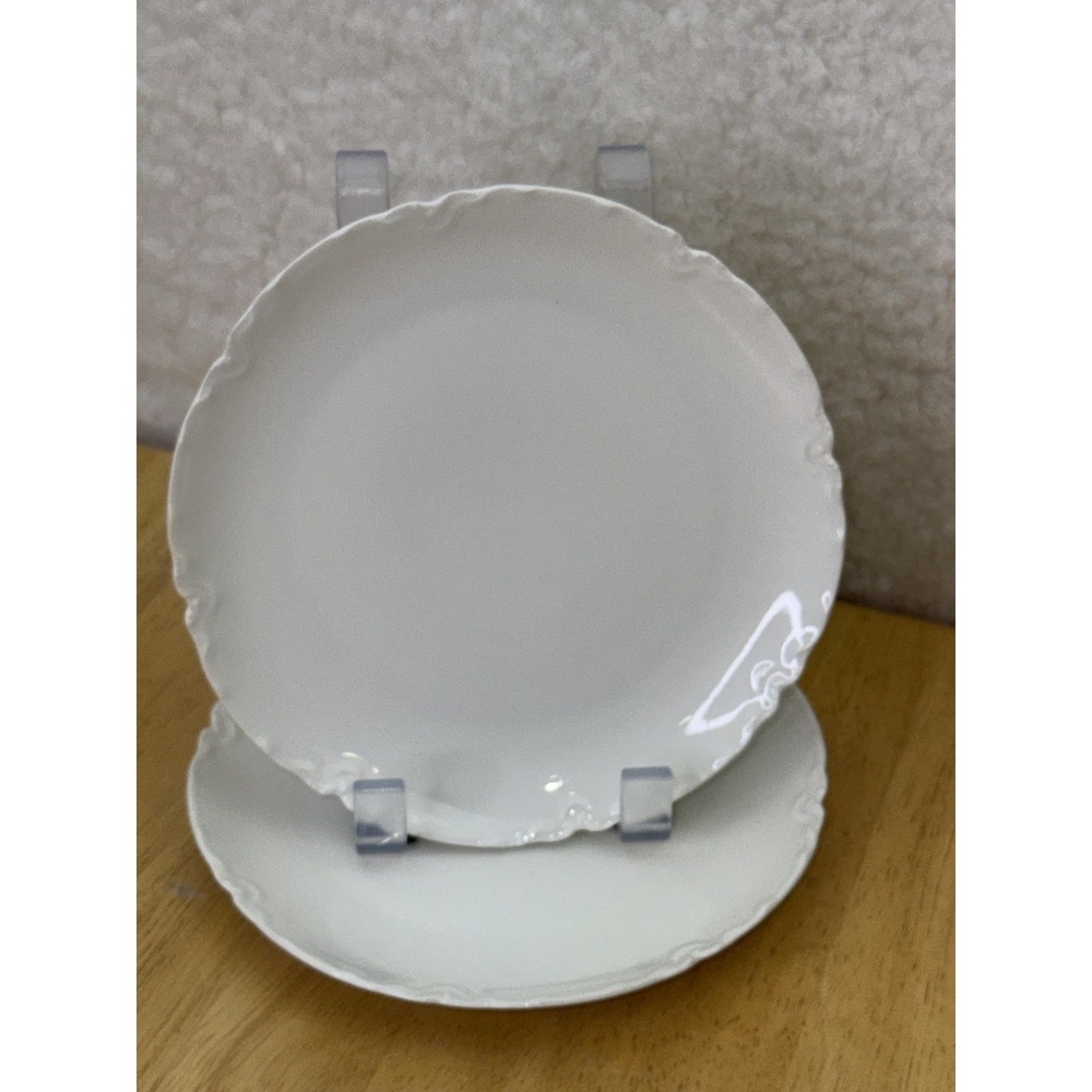 Vintage Haviland France White 6" Porcelain Plates‎ Embossed Set 2 Limoges Ranson